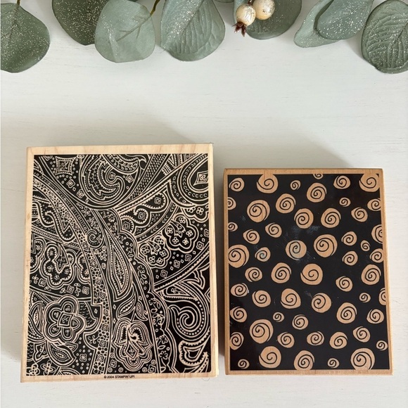 Stampin' Up! Other - 2 Large Wood Rubber Background Stamps